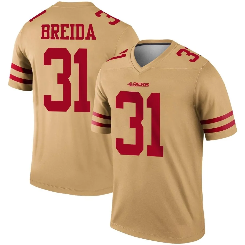 Men's San Francisco 49ers Matt Breida Nike Inverted Legend Gold Jersey Men's San Francisco 49ers Matt Breida Nike Inverted Legend Gold Jersey