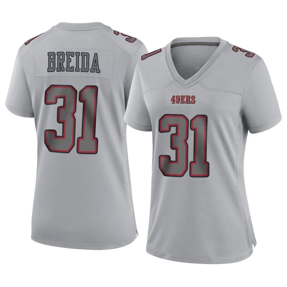 Women's San Francisco 49ers Matt Breida Nike Atmosphere Fashion Game Gray Jersey Women's San Francisco 49ers Matt Breida Nike Atmosphere Fashion Game Gray Jersey