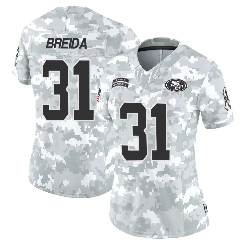 Women's San Francisco 49ers Matt Breida Nike Francisco 2024 Salute To Service Limited Arctic Camo Jersey Women's San Francisco 49ers Matt Breida Nike Francisco 2024 Salute To Service Limited Arctic Camo Jersey