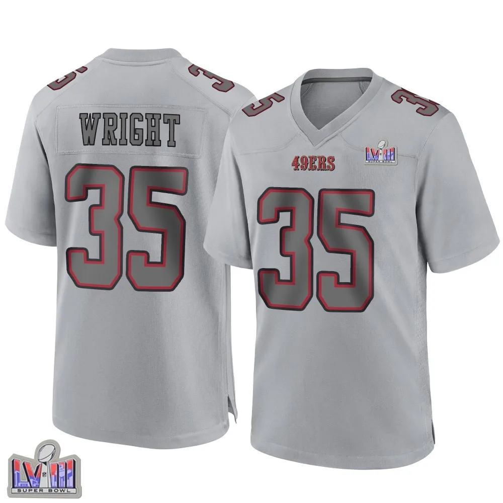 Men's San Francisco 49ers Matthew Wright Nike Atmosphere Fashion Super Bowl LVIII Patch Game Gray Jersey Men's San Francisco 49ers Matthew Wright Nike Atmosphere Fashion Super Bowl LVIII Patch Game Gray Jersey