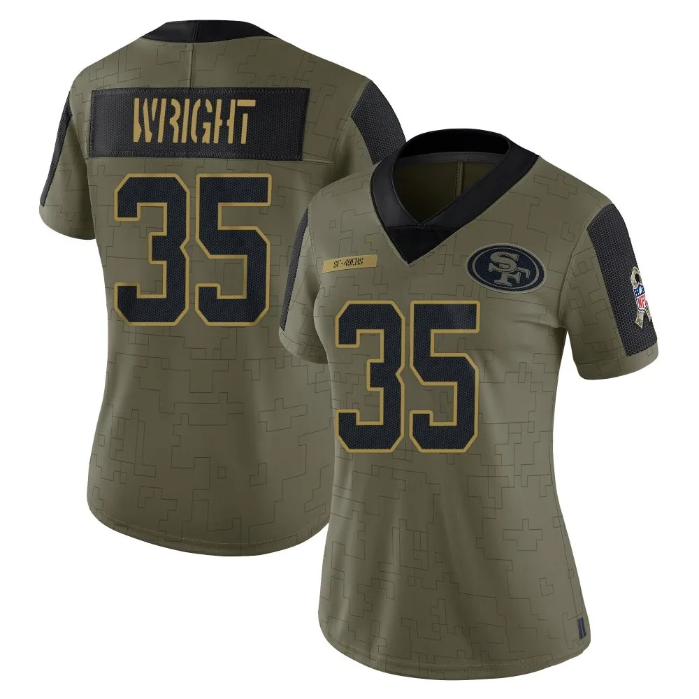 Women's San Francisco 49ers Matthew Wright Nike 2021 Salute To Service Limited Olive Jersey Women's San Francisco 49ers Matthew Wright Nike 2021 Salute To Service Limited Olive Jersey