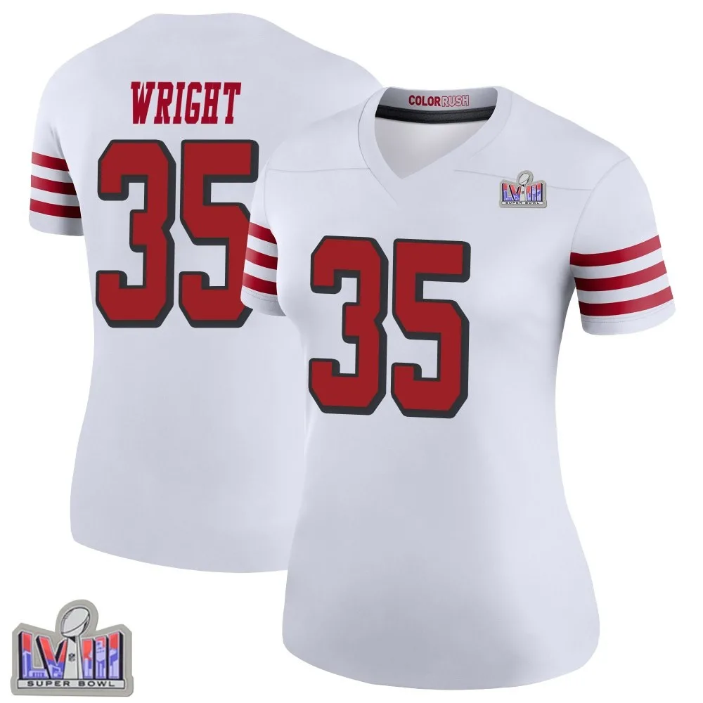 Women's San Francisco 49ers Matthew Wright Nike Color Rush Super Bowl LVIII Patch Legend White Jersey Women's San Francisco 49ers Matthew Wright Nike Color Rush Super Bowl LVIII Patch Legend White Jersey