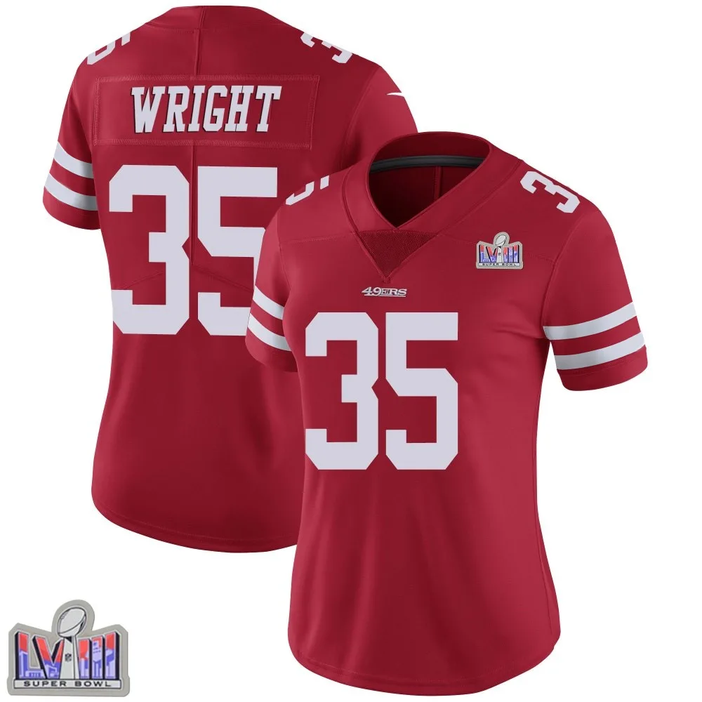 Women's San Francisco 49ers Matthew Wright Nike Team Color Vapor Untouchable Super Bowl LVIII Patch Limited Red Jersey Women's San Francisco 49ers Matthew Wright Nike Team Color Vapor Untouchable Super Bowl LVIII Patch Limited Red Jersey