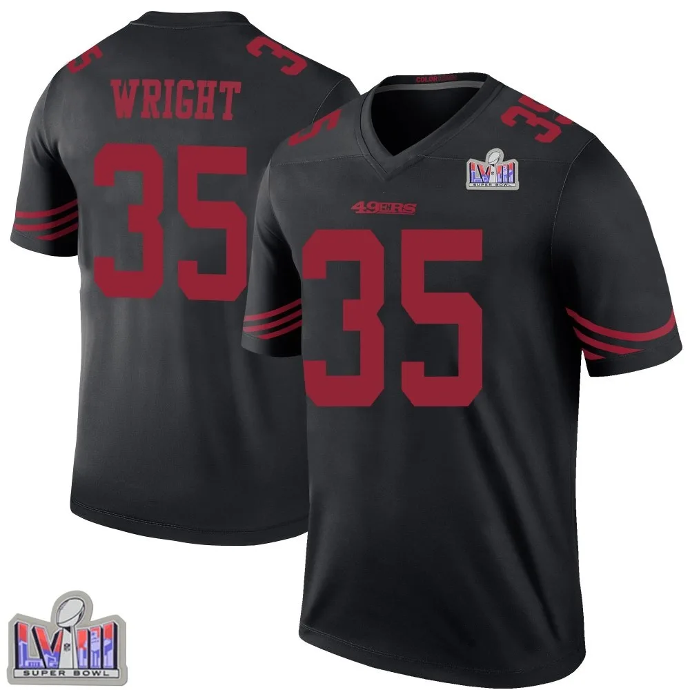 Youth San Francisco 49ers Matthew Wright Nike Color Rush Super Bowl LVIII Patch Legend Black Jersey Youth San Francisco 49ers Matthew Wright Nike Color Rush Super Bowl LVIII Patch Legend Black Jersey