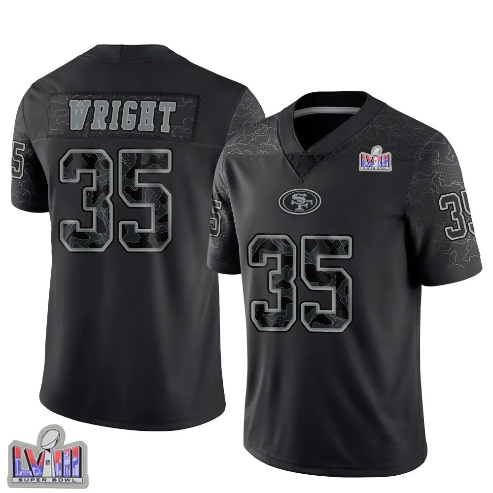 Youth San Francisco 49ers Matthew Wright Nike Reflective Super Bowl LVIII Patch Limited Black Jersey Youth San Francisco 49ers Matthew Wright Nike Reflective Super Bowl LVIII Patch Limited Black Jersey