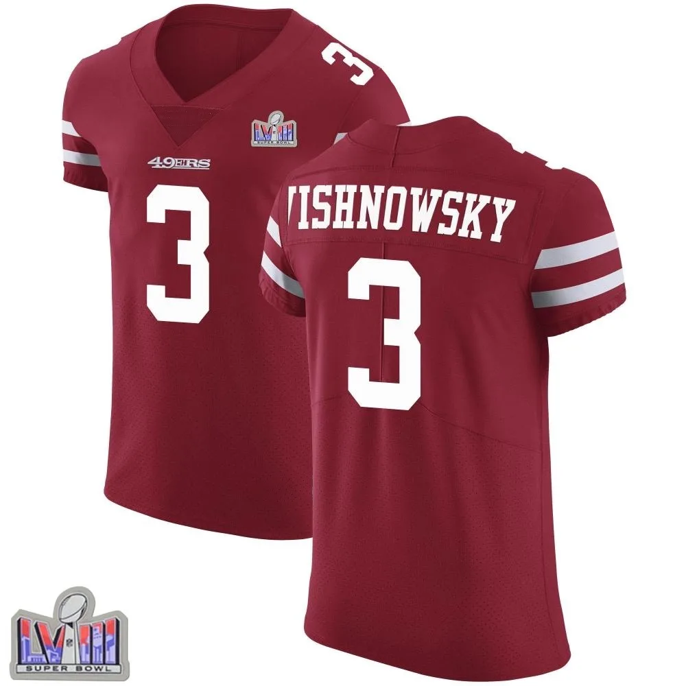 Men's San Francisco 49ers Mitch Wishnowsky Nike Team Color Vapor Untouchable Super Bowl LVIII Patch Elite Red Jersey Men's San Francisco 49ers Mitch Wishnowsky Nike Team Color Vapor Untouchable Super Bowl LVIII Patch Elite Red Jersey