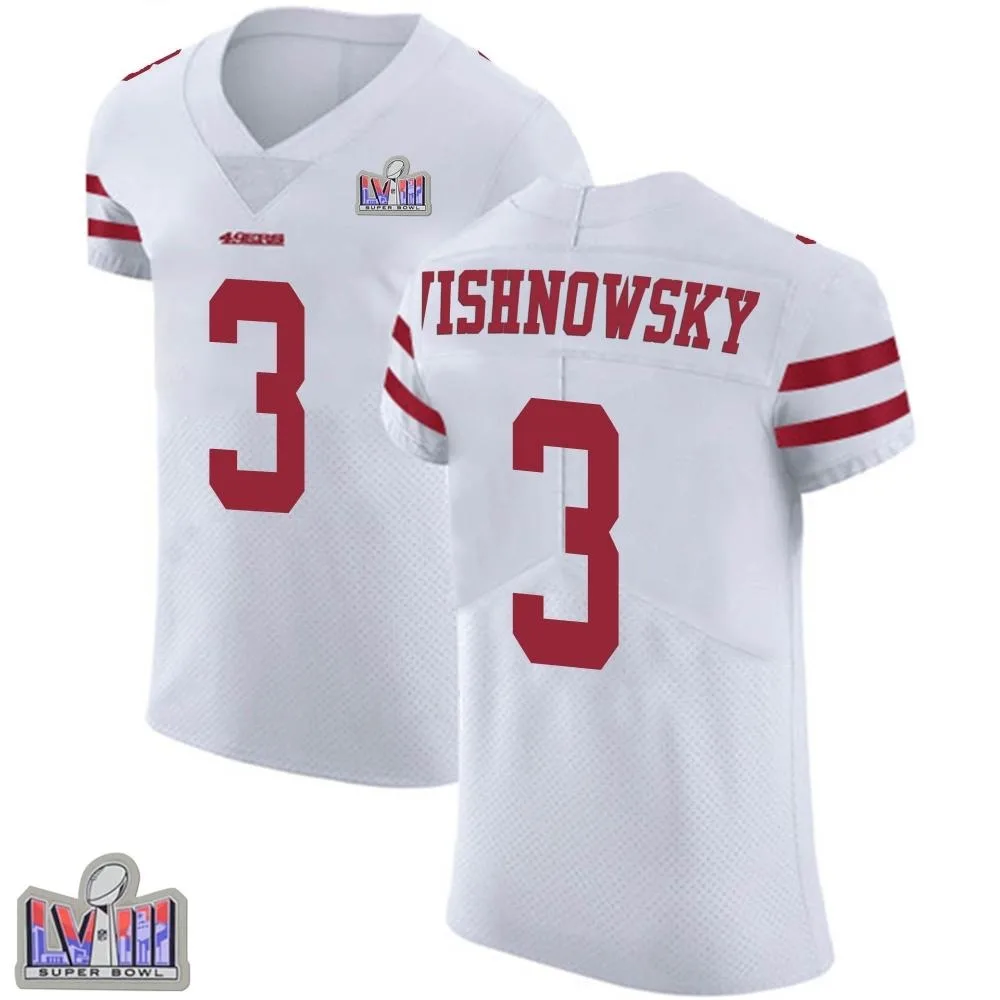 Men's San Francisco 49ers Mitch Wishnowsky Nike Vapor Untouchable Super Bowl LVIII Patch Elite White Jersey Men's San Francisco 49ers Mitch Wishnowsky Nike Vapor Untouchable Super Bowl LVIII Patch Elite White Jersey