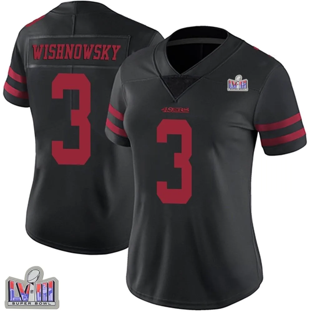 Women's San Francisco 49ers Mitch Wishnowsky Nike Alternate Vapor Untouchable Super Bowl LVIII Patch Limited Black Jersey Women's San Francisco 49ers Mitch Wishnowsky Nike Alternate Vapor Untouchable Super Bowl LVIII Patch Limited Black Jersey