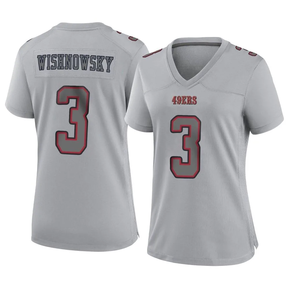 Women's San Francisco 49ers Mitch Wishnowsky Nike Atmosphere Fashion Game Gray Jersey Women's San Francisco 49ers Mitch Wishnowsky Nike Atmosphere Fashion Game Gray Jersey