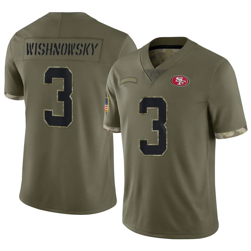 Youth San Francisco 49ers Mitch Wishnowsky Nike 2022 Salute To Service Limited Olive Jersey Youth San Francisco 49ers Mitch Wishnowsky Nike 2022 Salute To Service Limited Olive Jersey
