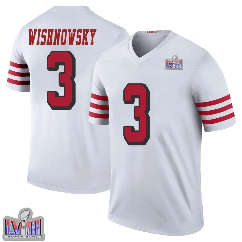 Youth San Francisco 49ers Mitch Wishnowsky Nike Color Rush Super Bowl LVIII Patch Legend White Jersey Youth San Francisco 49ers Mitch Wishnowsky Nike Color Rush Super Bowl LVIII Patch Legend White Jersey