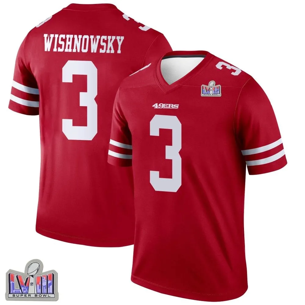 Youth San Francisco 49ers Mitch Wishnowsky Nike Super Bowl LVIII Patch Legend Scarlet Jersey Youth San Francisco 49ers Mitch Wishnowsky Nike Super Bowl LVIII Patch Legend Scarlet Jersey