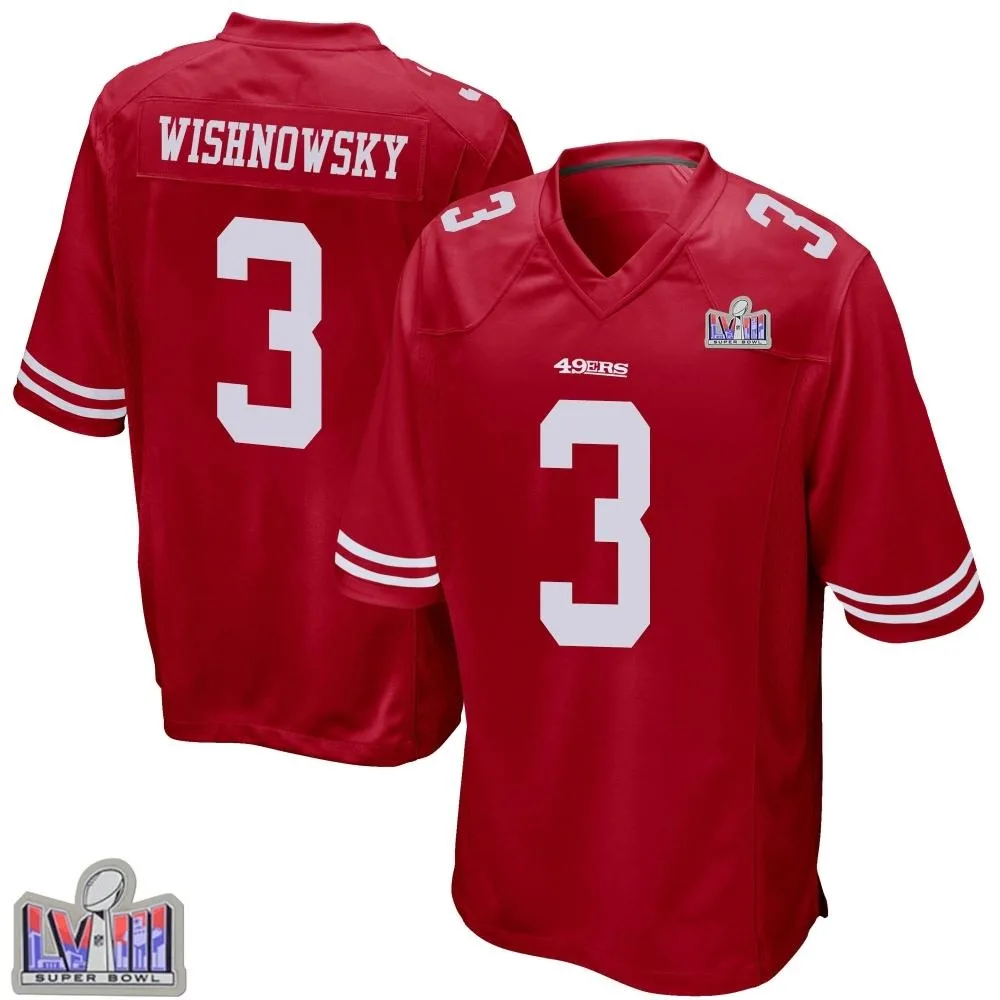 Youth San Francisco 49ers Mitch Wishnowsky Nike Team Color Super Bowl LVIII Patch Game Red Jersey Youth San Francisco 49ers Mitch Wishnowsky Nike Team Color Super Bowl LVIII Patch Game Red Jersey