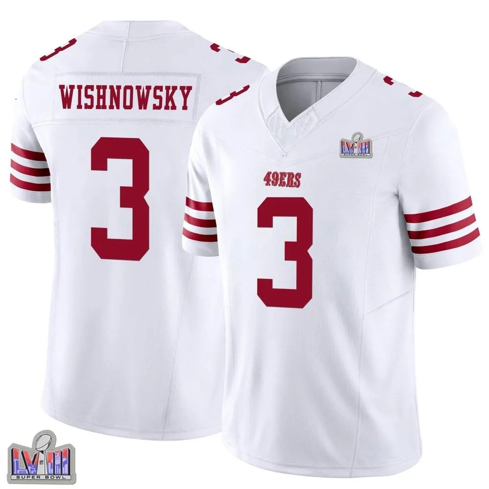 Youth San Francisco 49ers Mitch Wishnowsky Nike Vapor F.U.S.E. Super Bowl LVIII Patch Limited White Jersey Youth San Francisco 49ers Mitch Wishnowsky Nike Vapor F.U.S.E. Super Bowl LVIII Patch Limited White Jersey
