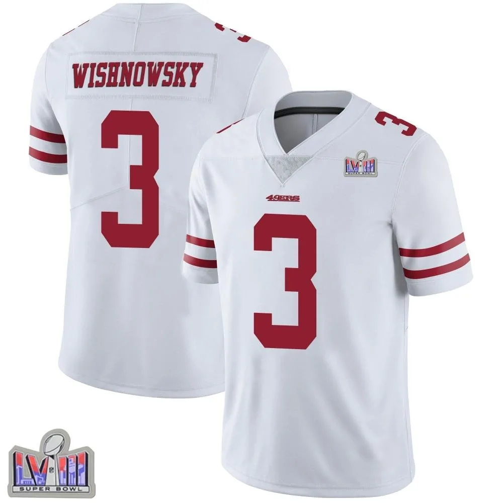 Youth San Francisco 49ers Mitch Wishnowsky Nike Vapor Untouchable Super Bowl LVIII Patch Limited White Jersey Youth San Francisco 49ers Mitch Wishnowsky Nike Vapor Untouchable Super Bowl LVIII Patch Limited White Jersey