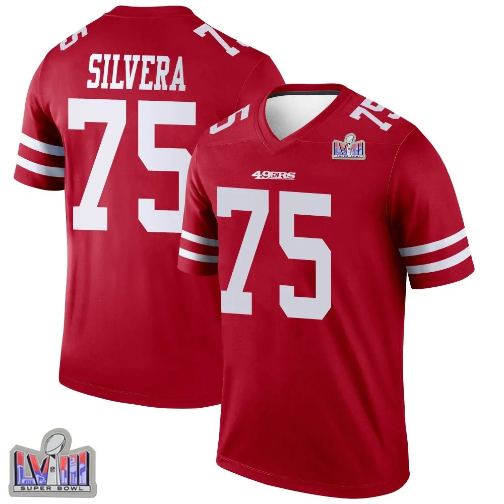 Men's San Francisco 49ers Nesta Jade Silvera Nike Super Bowl LVIII Patch Legend Scarlet Jersey Men's San Francisco 49ers Nesta Jade Silvera Nike Super Bowl LVIII Patch Legend Scarlet Jersey