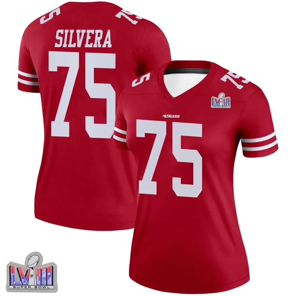 Women's San Francisco 49ers Nesta Jade Silvera Nike Super Bowl LVIII Patch Legend Scarlet Jersey Women's San Francisco 49ers Nesta Jade Silvera Nike Super Bowl LVIII Patch Legend Scarlet Jersey