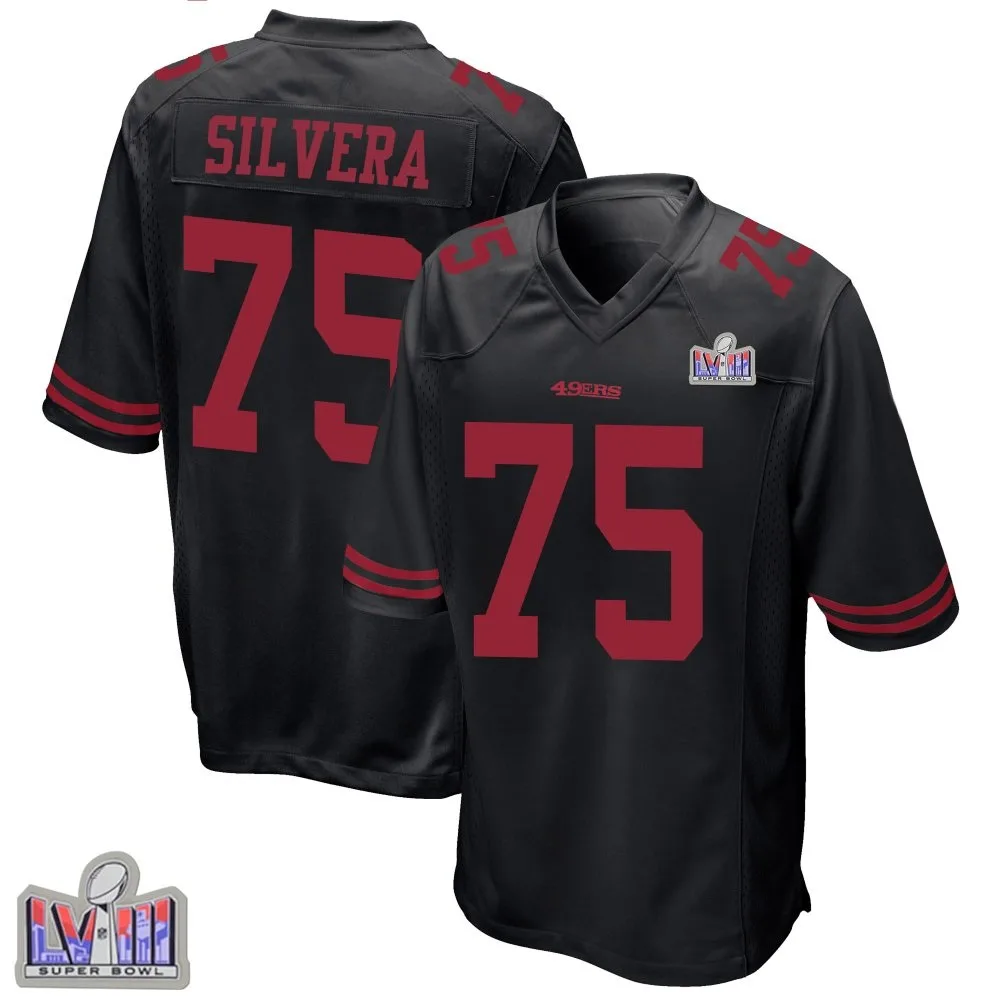 Youth San Francisco 49ers Nesta Jade Silvera Nike Alternate Super Bowl LVIII Patch Game Black Jersey Youth San Francisco 49ers Nesta Jade Silvera Nike Alternate Super Bowl LVIII Patch Game Black Jersey