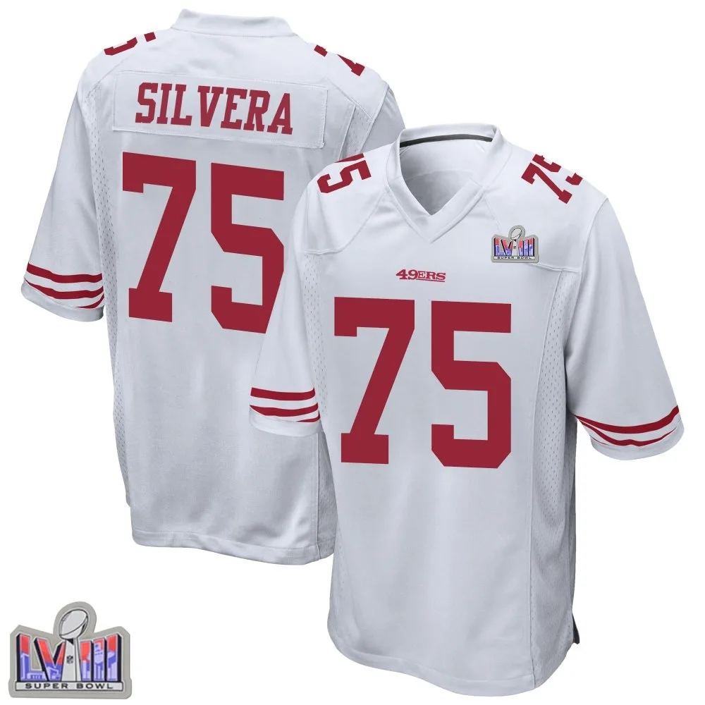 Youth San Francisco 49ers Nesta Jade Silvera Nike Super Bowl LVIII Patch Game White Jersey Youth San Francisco 49ers Nesta Jade Silvera Nike Super Bowl LVIII Patch Game White Jersey