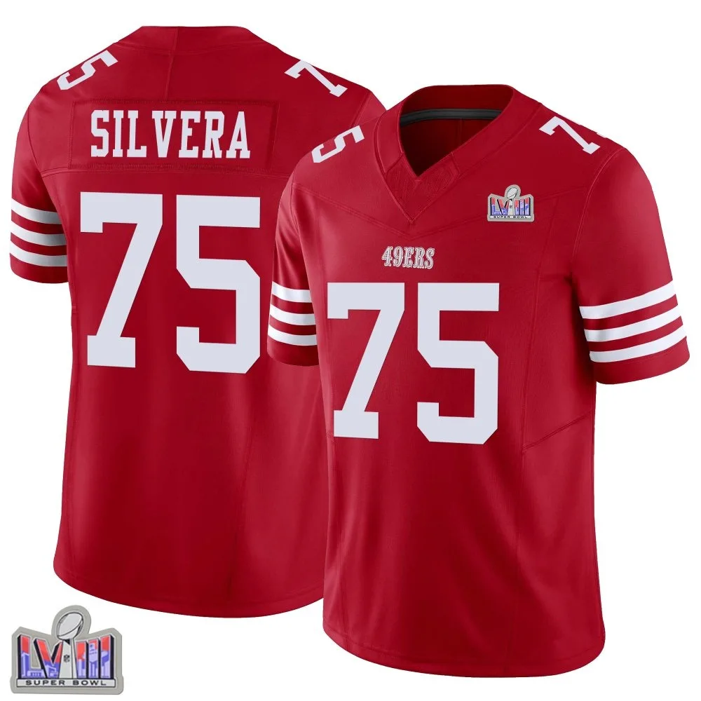Youth San Francisco 49ers Nesta Jade Silvera Nike Vapor F.U.S.E. Super Bowl LVIII Patch Limited Scarlet Jersey Youth San Francisco 49ers Nesta Jade Silvera Nike Vapor F.U.S.E. Super Bowl LVIII Patch Limited Scarlet Jersey