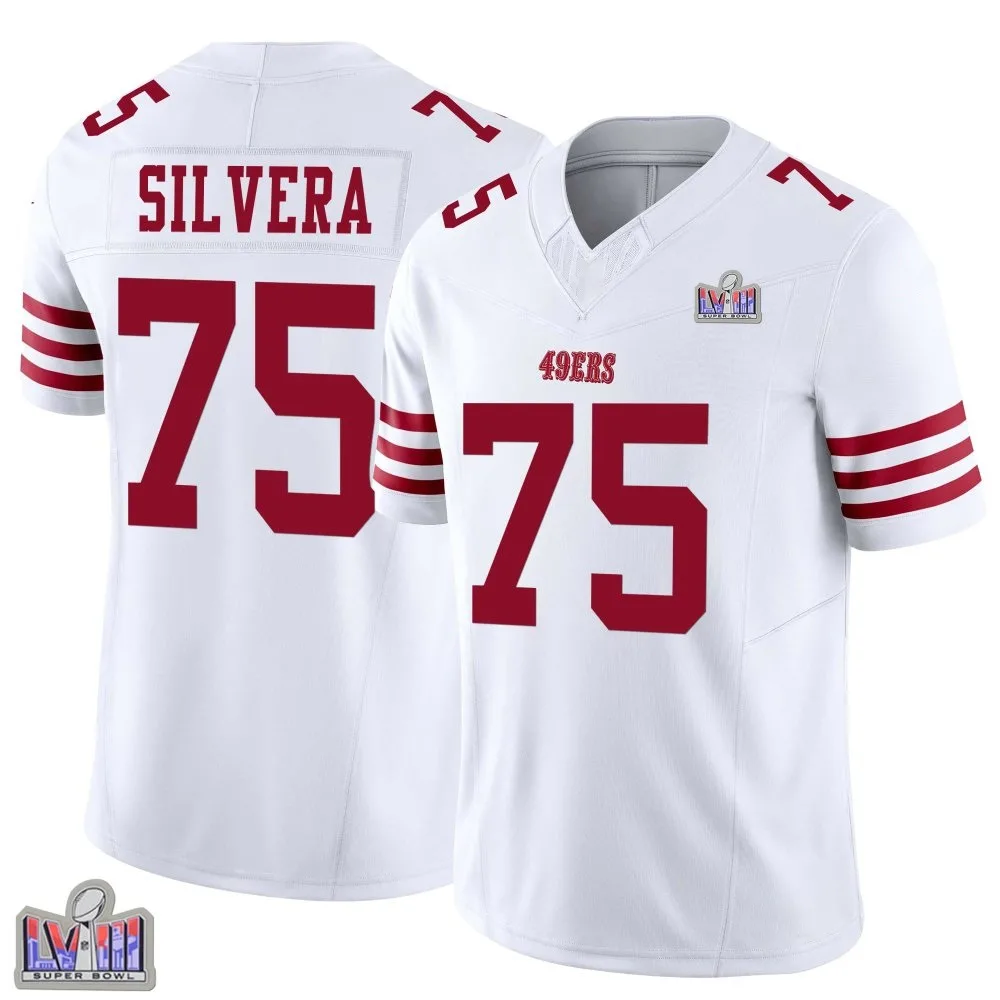 Youth San Francisco 49ers Nesta Jade Silvera Nike Vapor F.U.S.E. Super Bowl LVIII Patch Limited White Jersey Youth San Francisco 49ers Nesta Jade Silvera Nike Vapor F.U.S.E. Super Bowl LVIII Patch Limited White Jersey