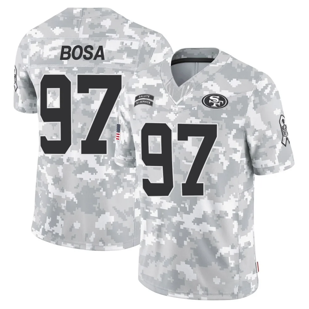 Men's San Francisco 49ers Nick Bosa Nike 2024 Salute To Service Limited Arctic Camo Jersey Men's San Francisco 49ers Nick Bosa Nike 2024 Salute To Service Limited Arctic Camo Jersey
