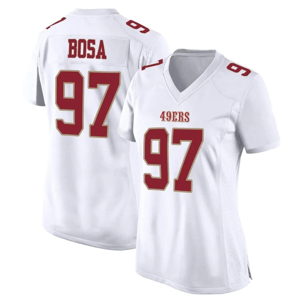 Women's San Francisco 49ers Nick Bosa Nike Fashion Game White Jersey Women's San Francisco 49ers Nick Bosa Nike Fashion Game White Jersey