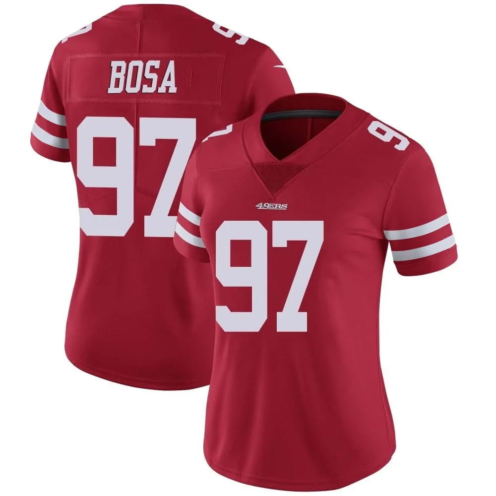 Women's San Francisco 49ers Nick Bosa Nike Team Color Vapor Untouchable Limited Red Jersey Women's San Francisco 49ers Nick Bosa Nike Team Color Vapor Untouchable Limited Red Jersey