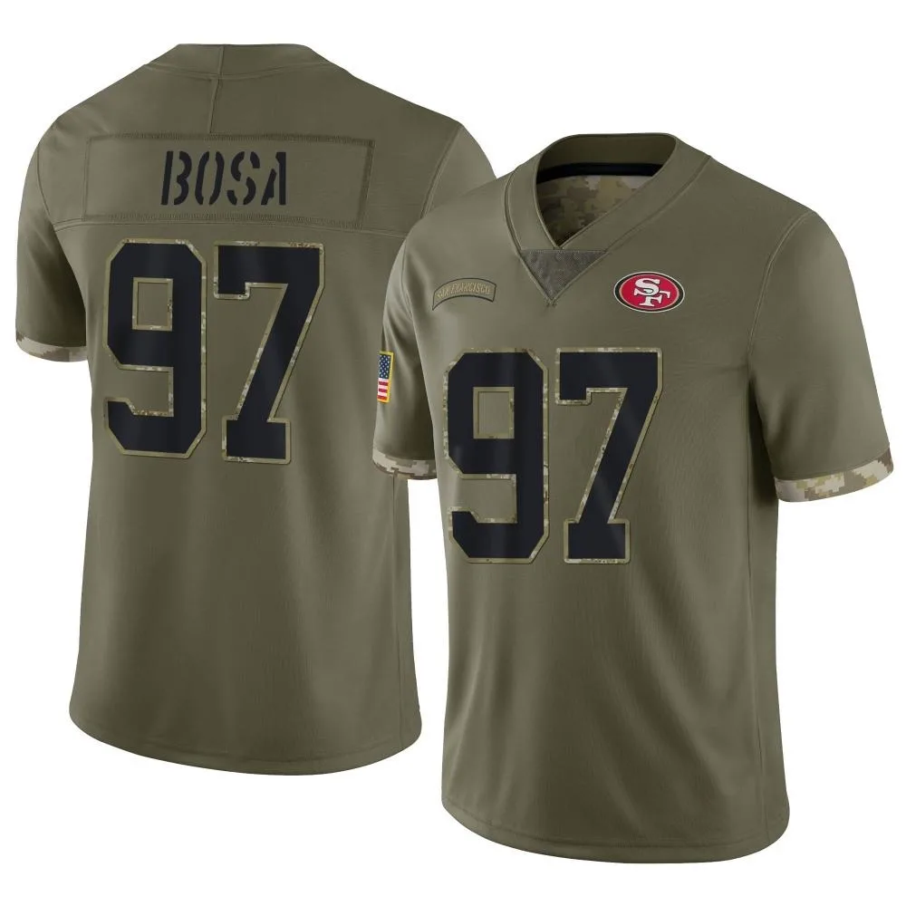 Youth San Francisco 49ers Nick Bosa Nike 2022 Salute To Service Limited Olive Jersey Youth San Francisco 49ers Nick Bosa Nike 2022 Salute To Service Limited Olive Jersey