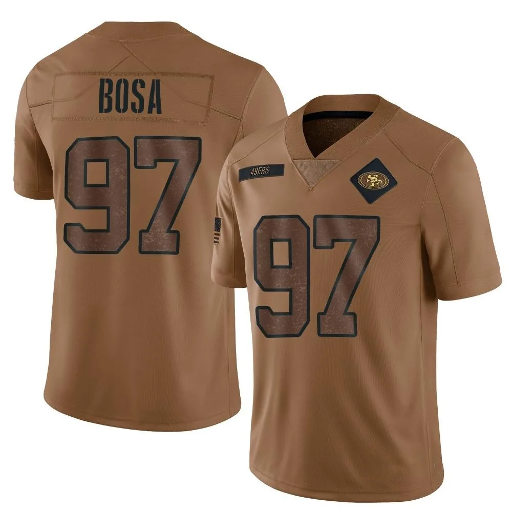 Youth San Francisco 49ers Nick Bosa Nike 2023 Salute To Service Limited Brown Jersey Youth San Francisco 49ers Nick Bosa Nike 2023 Salute To Service Limited Brown Jersey