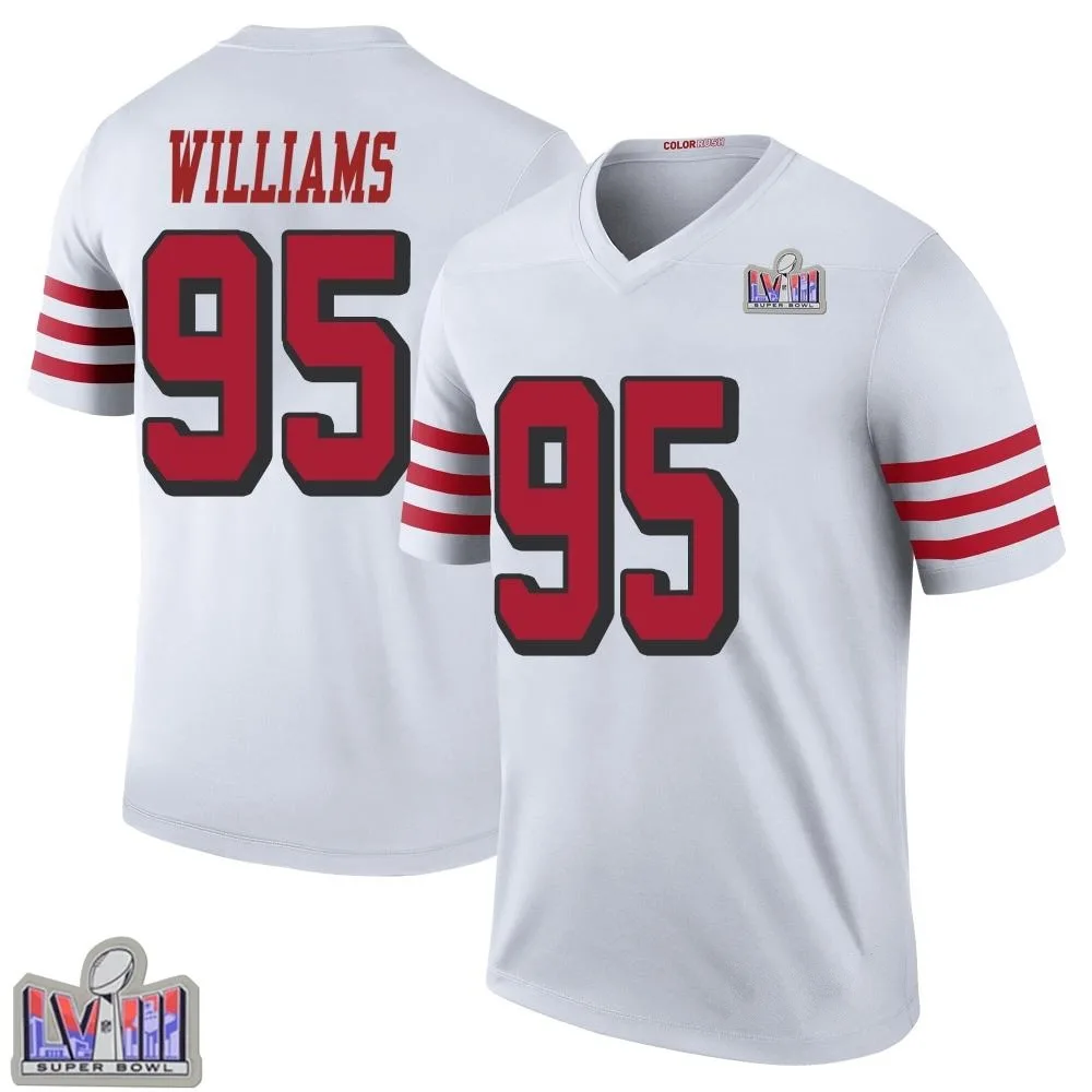 Men's San Francisco 49ers Nick Williams Nike Color Rush Super Bowl LVIII Patch Legend White Jersey Men's San Francisco 49ers Nick Williams Nike Color Rush Super Bowl LVIII Patch Legend White Jersey
