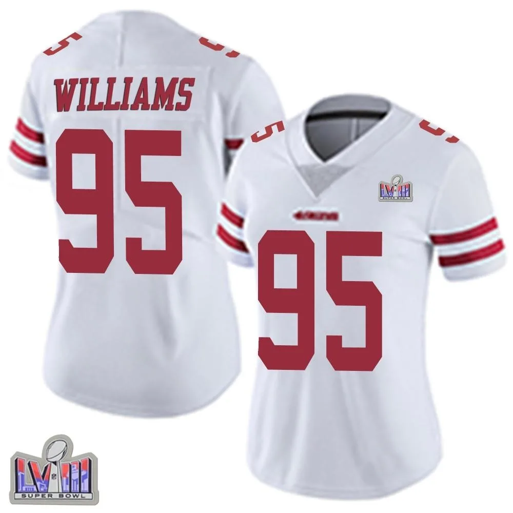 Women's San Francisco 49ers Nick Williams Nike Vapor Untouchable Super Bowl LVIII Patch Limited White Jersey Women's San Francisco 49ers Nick Williams Nike Vapor Untouchable Super Bowl LVIII Patch Limited White Jersey