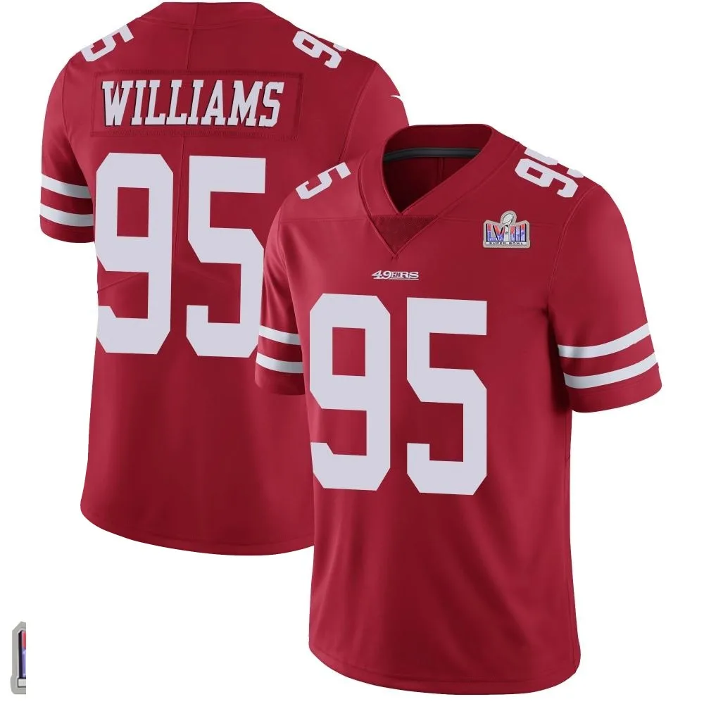 Youth San Francisco 49ers Nick Williams Nike Team Color Vapor Untouchable Super Bowl LVIII Patch Limited Red Jersey Youth San Francisco 49ers Nick Williams Nike Team Color Vapor Untouchable Super Bowl LVIII Patch Limited Red Jersey