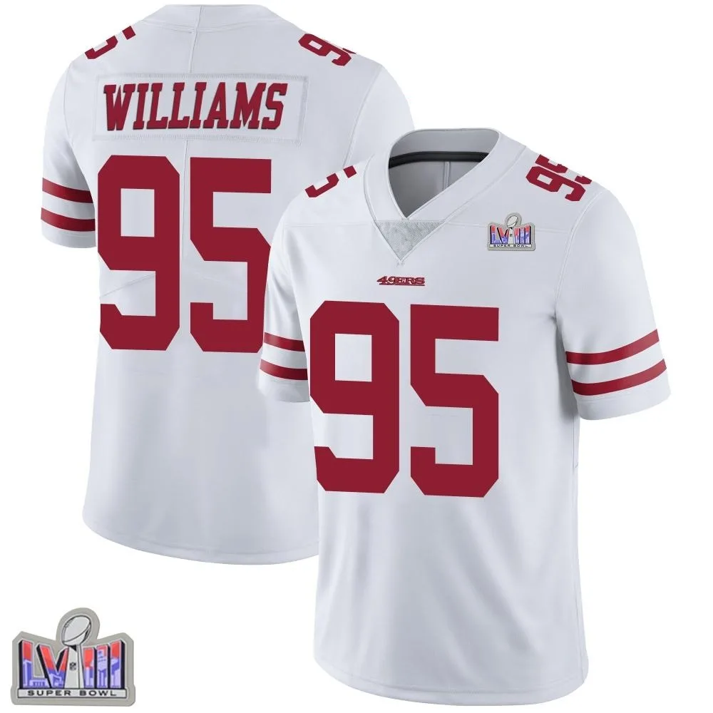 Youth San Francisco 49ers Nick Williams Nike Vapor Untouchable Super Bowl LVIII Patch Limited White Jersey Youth San Francisco 49ers Nick Williams Nike Vapor Untouchable Super Bowl LVIII Patch Limited White Jersey