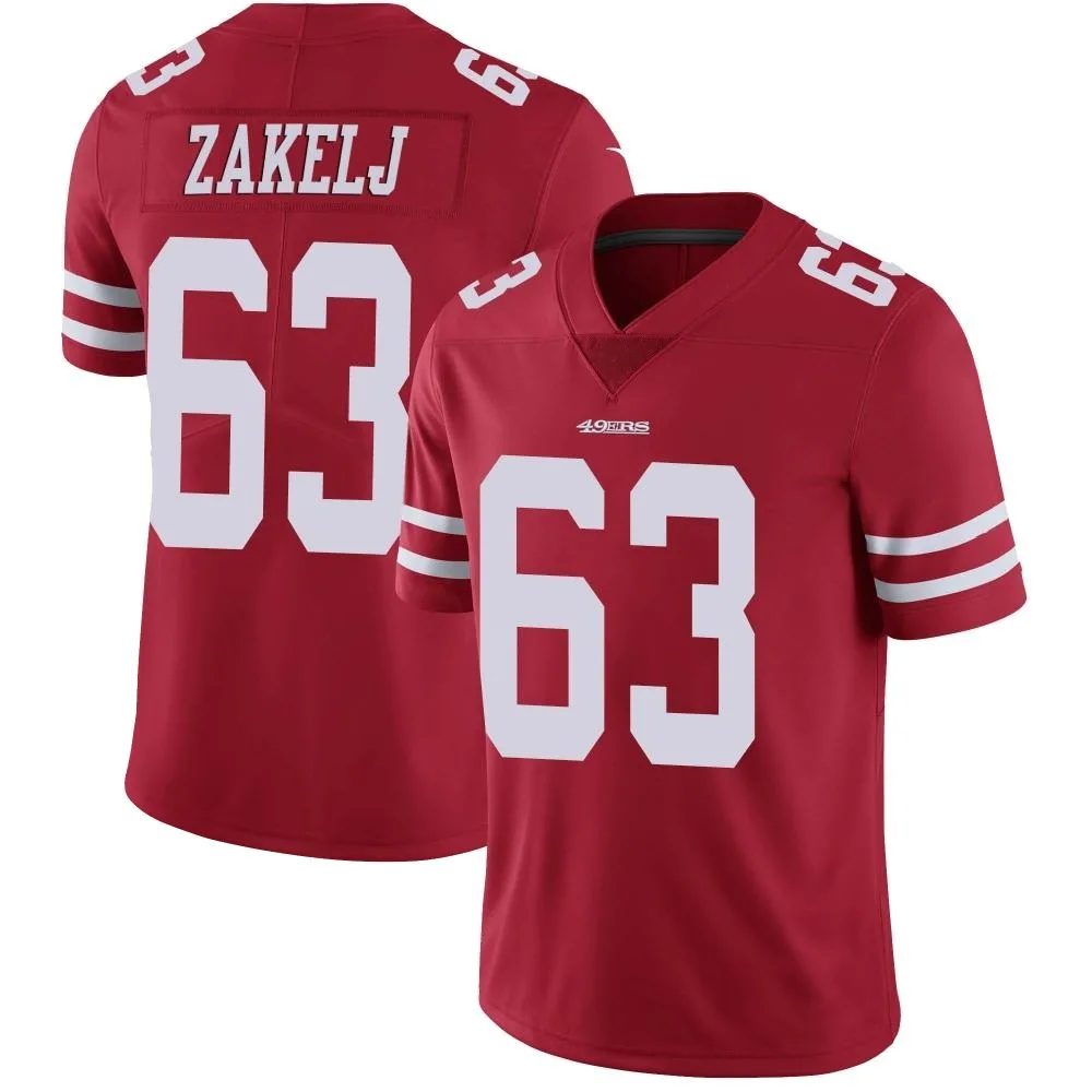 Men's San Francisco 49ers Nick Zakelj Nike Team Color Vapor Untouchable Limited Red Jersey Men's San Francisco 49ers Nick Zakelj Nike Team Color Vapor Untouchable Limited Red Jersey