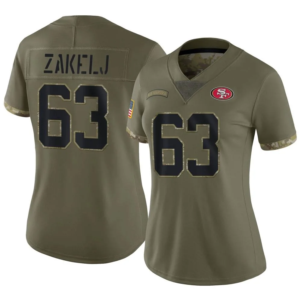 Women's San Francisco 49ers Nick Zakelj Nike 2022 Salute To Service Limited Olive Jersey Women's San Francisco 49ers Nick Zakelj Nike 2022 Salute To Service Limited Olive Jersey