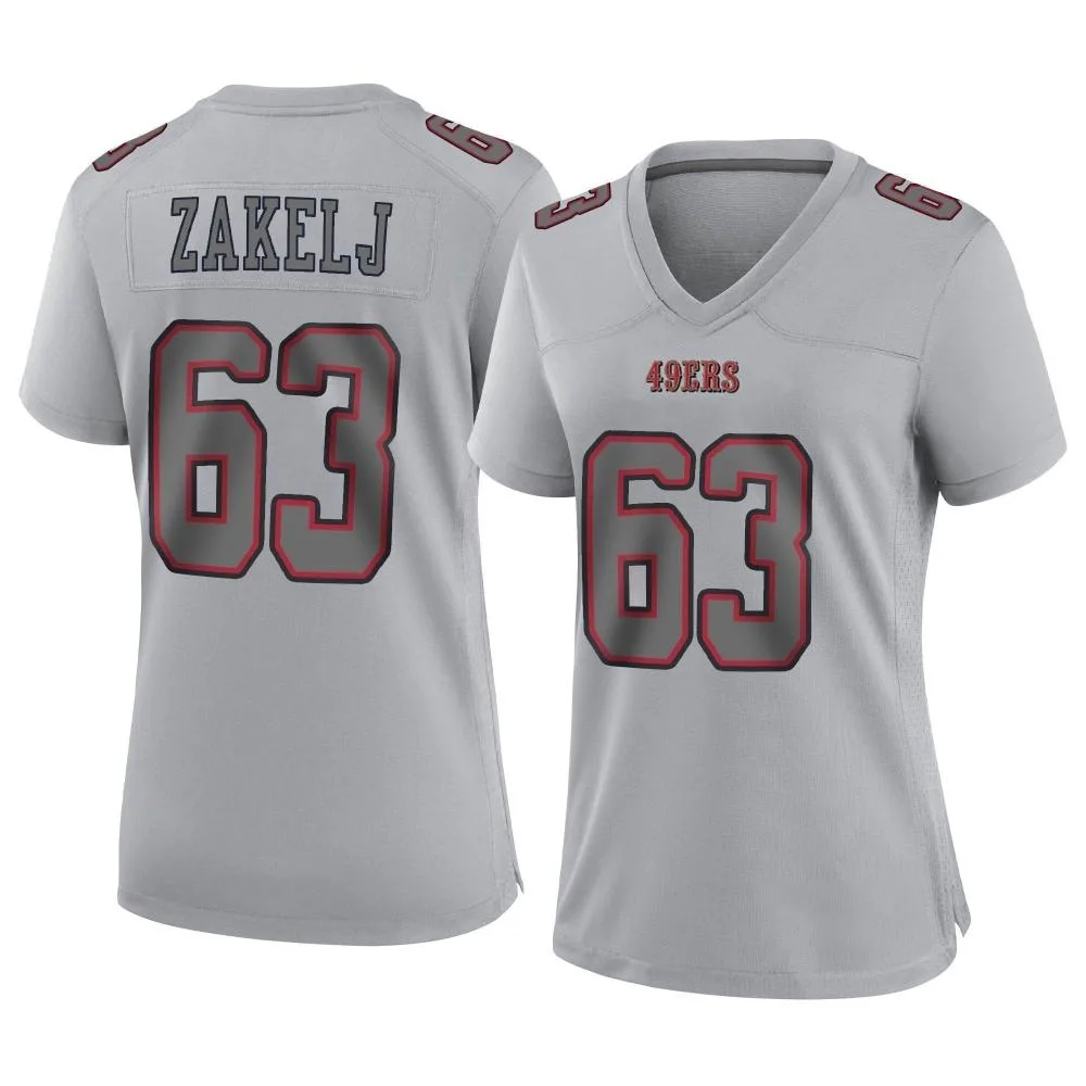 Women's San Francisco 49ers Nick Zakelj Nike Atmosphere Fashion Game Gray Jersey Women's San Francisco 49ers Nick Zakelj Nike Atmosphere Fashion Game Gray Jersey
