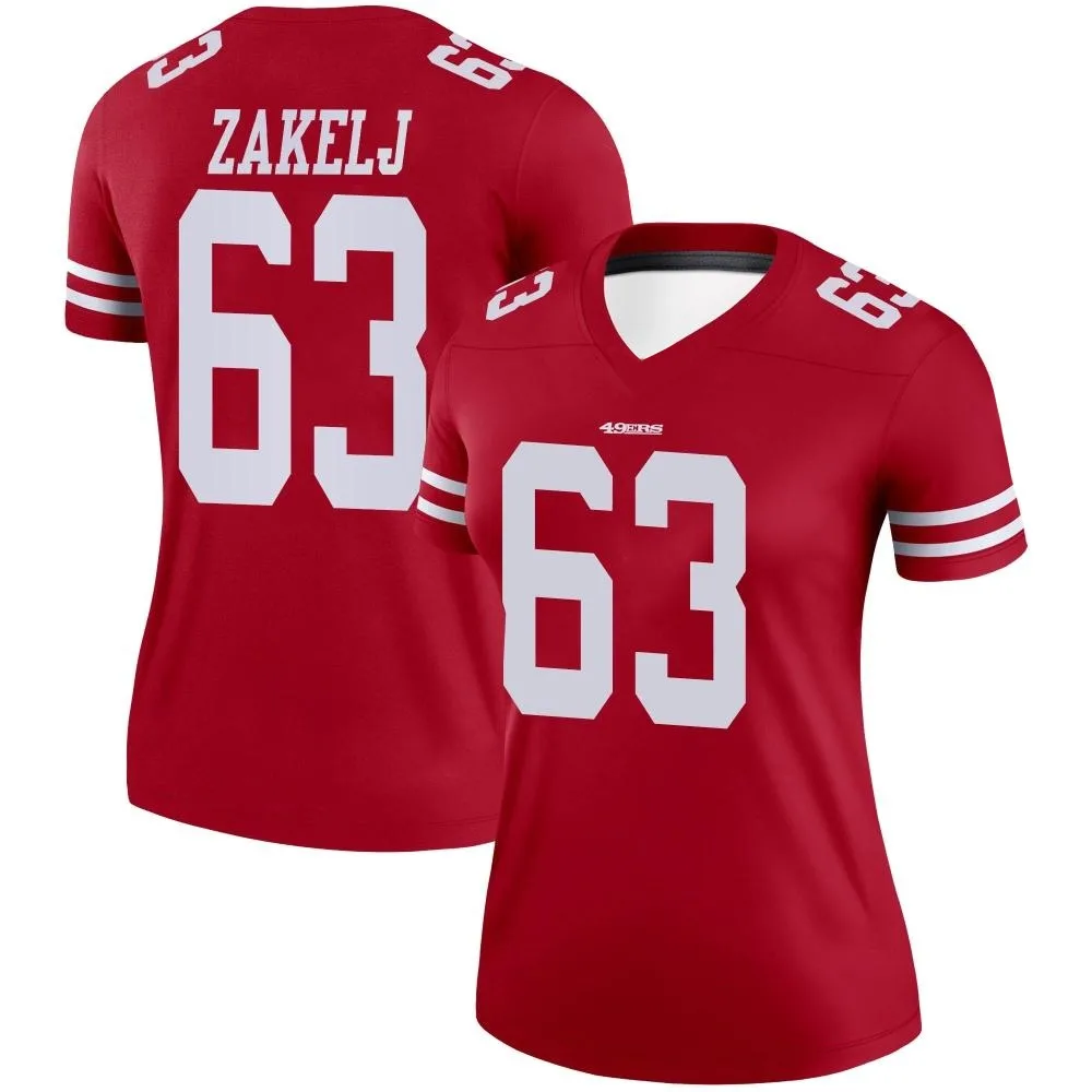 Women's San Francisco 49ers Nick Zakelj Nike Legend Scarlet Jersey Women's San Francisco 49ers Nick Zakelj Nike Legend Scarlet Jersey