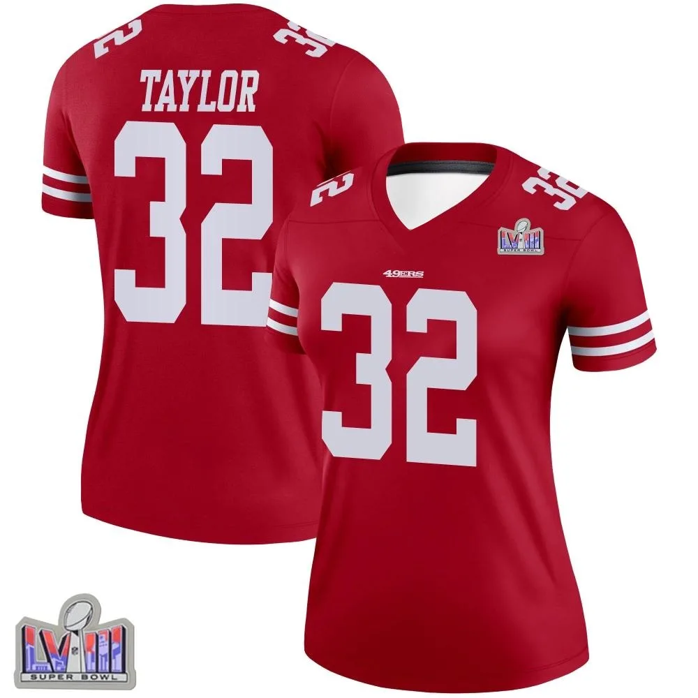 Women's San Francisco 49ers Patrick Taylor Jr. Nike Super Bowl LVIII Patch Legend Scarlet Jersey Women's San Francisco 49ers Patrick Taylor Jr. Nike Super Bowl LVIII Patch Legend Scarlet Jersey