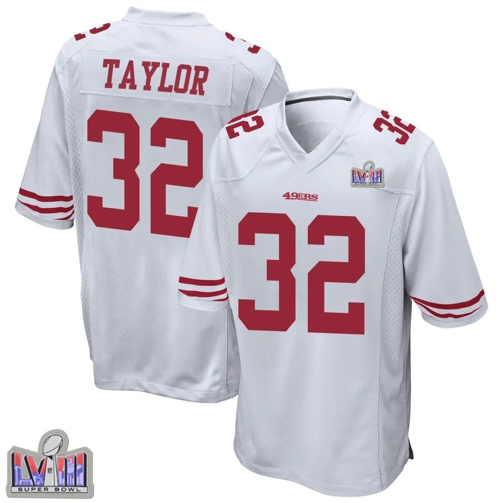 Youth San Francisco 49ers Patrick Taylor Jr. Nike Super Bowl LVIII Patch Game White Jersey Youth San Francisco 49ers Patrick Taylor Jr. Nike Super Bowl LVIII Patch Game White Jersey