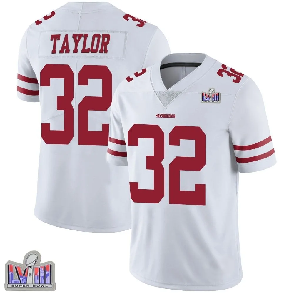 Youth San Francisco 49ers Patrick Taylor Jr. Nike Vapor Untouchable Super Bowl LVIII Patch Limited White Jersey Youth San Francisco 49ers Patrick Taylor Jr. Nike Vapor Untouchable Super Bowl LVIII Patch Limited White Jersey