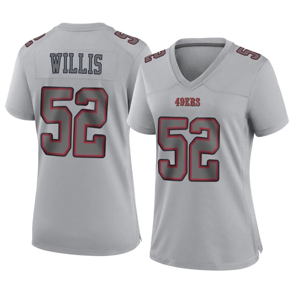 Women's San Francisco 49ers Patrick Willis Nike Atmosphere Fashion Game Gray Jersey Women's San Francisco 49ers Patrick Willis Nike Atmosphere Fashion Game Gray Jersey