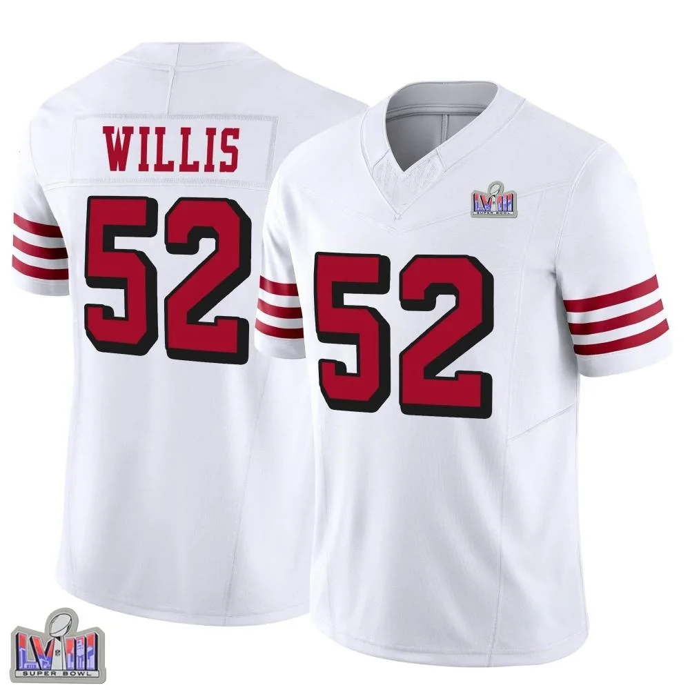 Youth San Francisco 49ers Patrick Willis Nike Alternate Vapor F.U.S.E. Super Bowl LVIII Patch Limited White Jersey Youth San Francisco 49ers Patrick Willis Nike Alternate Vapor F.U.S.E. Super Bowl LVIII Patch Limited White Jersey