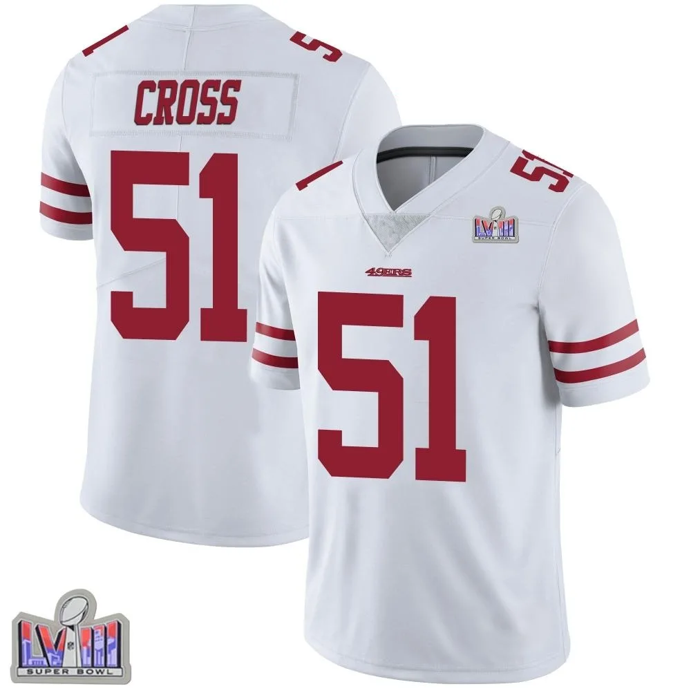 Youth San Francisco 49ers Randy Cross Nike Vapor Untouchable Super Bowl LVIII Patch Limited White Jersey Youth San Francisco 49ers Randy Cross Nike Vapor Untouchable Super Bowl LVIII Patch Limited White Jersey