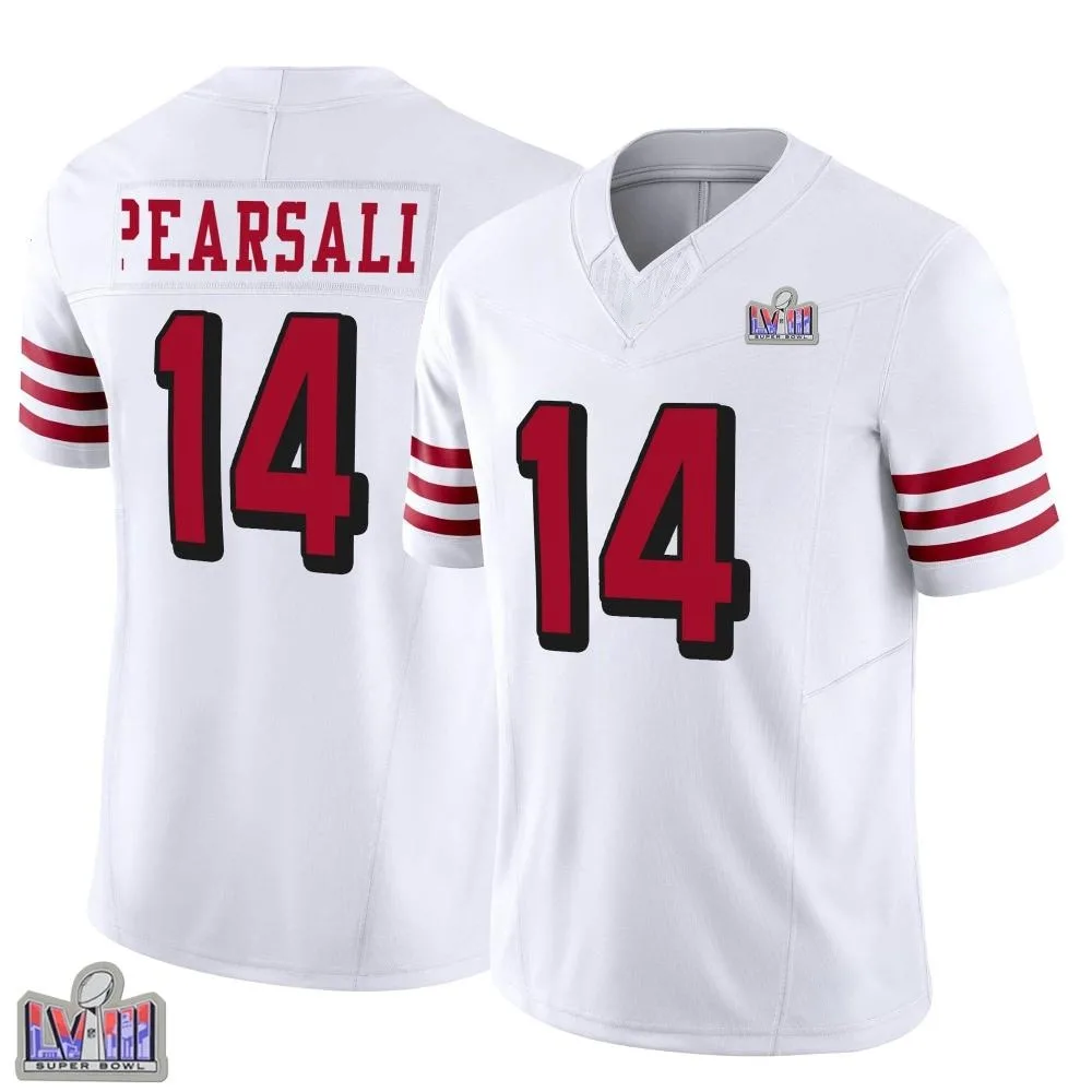 Men's San Francisco 49ers Ricky Pearsall Nike Alternate Vapor F.U.S.E. Super Bowl LVIII Patch Limited White Jersey Men's San Francisco 49ers Ricky Pearsall Nike Alternate Vapor F.U.S.E. Super Bowl LVIII Patch Limited White Jersey