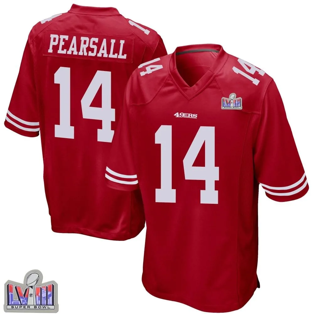 Youth San Francisco 49ers Ricky Pearsall Nike Team Color Super Bowl LVIII Patch Game Red Jersey Youth San Francisco 49ers Ricky Pearsall Nike Team Color Super Bowl LVIII Patch Game Red Jersey