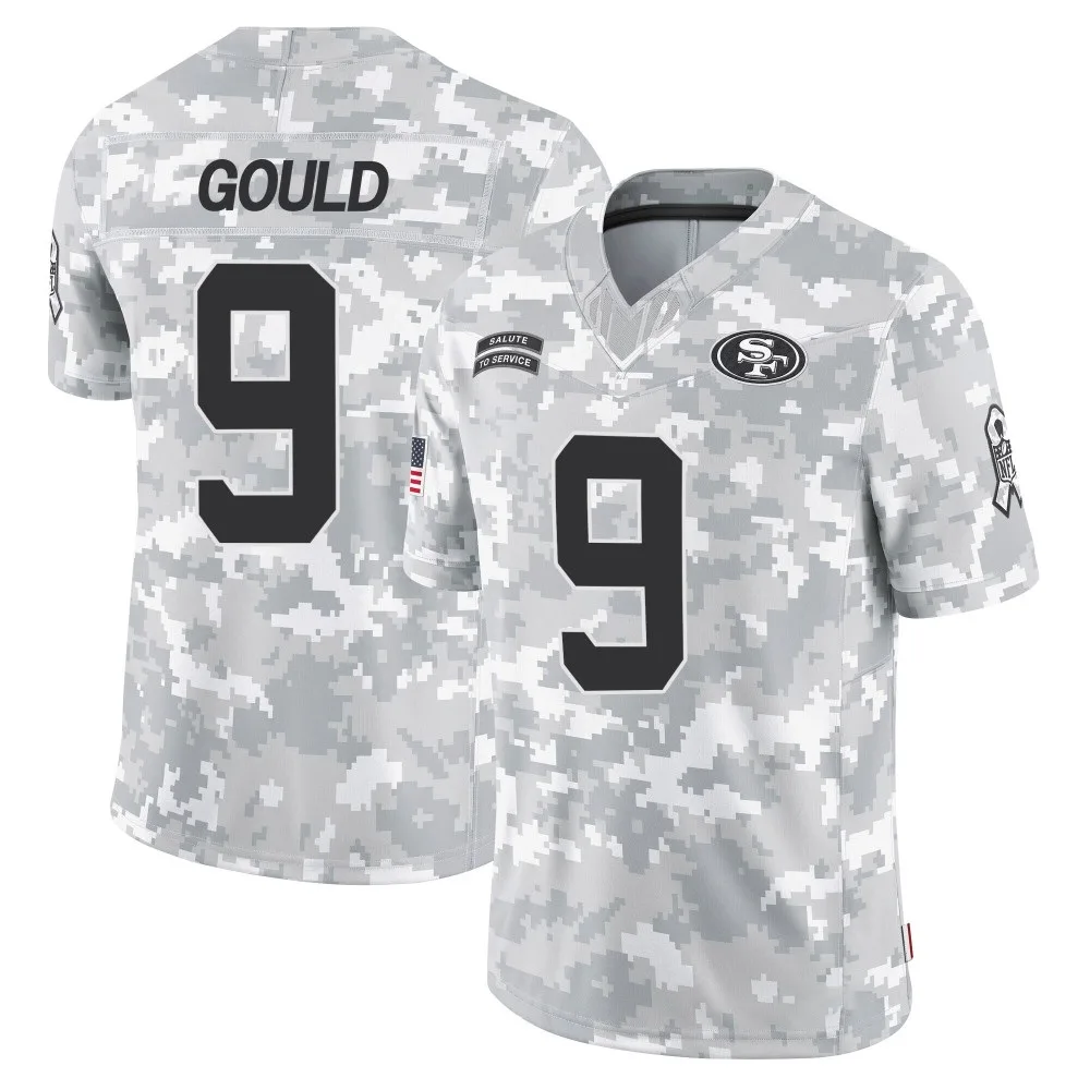 Men's San Francisco 49ers Robbie Gould Nike 2024 Salute To Service Limited Arctic Camo Jersey Men's San Francisco 49ers Robbie Gould Nike 2024 Salute To Service Limited Arctic Camo Jersey