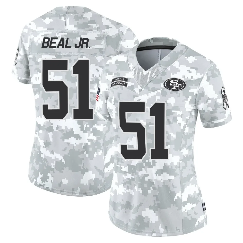 Women's San Francisco 49ers Robert Beal Jr. Nike Francisco 2024 Salute To Service Limited Arctic Camo Jersey Women's San Francisco 49ers Robert Beal Jr. Nike Francisco 2024 Salute To Service Limited Arctic Camo Jersey