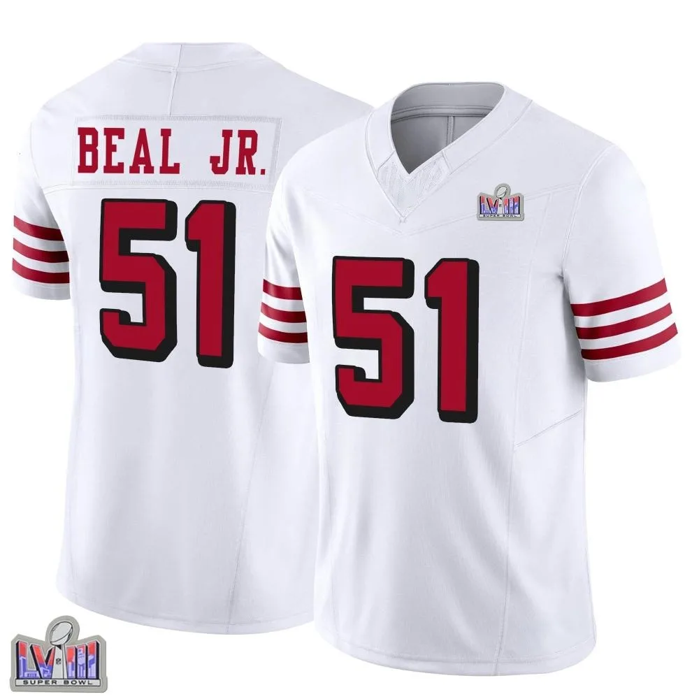 Youth San Francisco 49ers Robert Beal Jr. Nike Alternate Vapor F.U.S.E. Super Bowl LVIII Patch Limited White Jersey Youth San Francisco 49ers Robert Beal Jr. Nike Alternate Vapor F.U.S.E. Super Bowl LVIII Patch Limited White Jersey