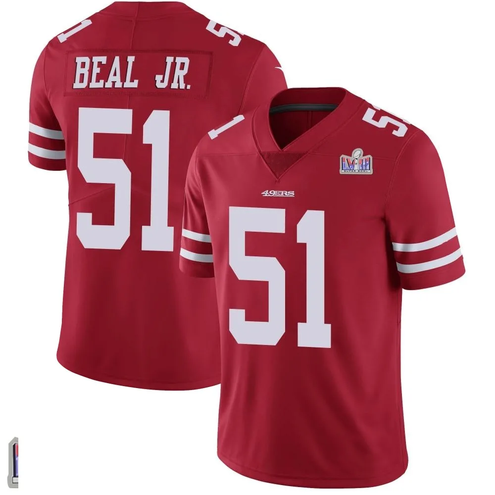 Youth San Francisco 49ers Robert Beal Jr. Nike Team Color Vapor Untouchable Super Bowl LVIII Patch Limited Red Jersey Youth San Francisco 49ers Robert Beal Jr. Nike Team Color Vapor Untouchable Super Bowl LVIII Patch Limited Red Jersey
